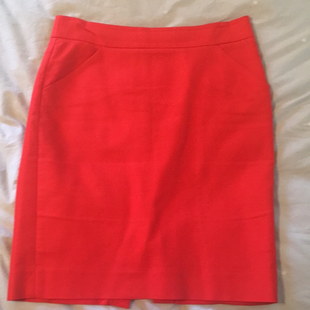 Red J. Crew Factory Pencil Skirt